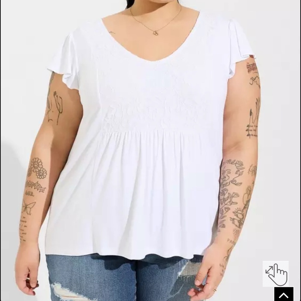 Super Soft V-Neck Ruffle Tee - Picture 3 of 5